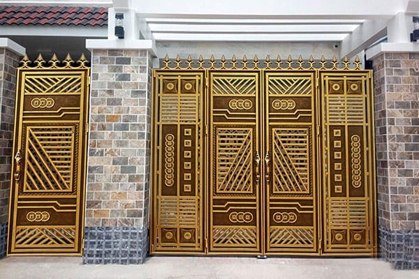 Mẫu cổng nhà phố đẹp chất liệu nhôm