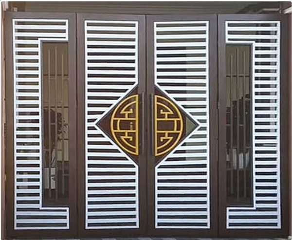 Mẫu cổng sắt hộp 4 cánh sơn tĩnh điện