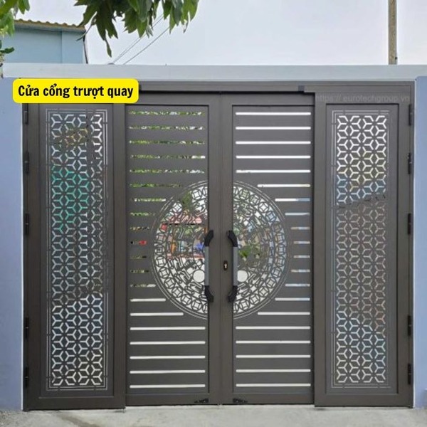 Mẫu 1: Mẫu cổng trượt hiện đại cho mặt tiền hẹp