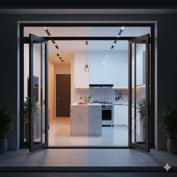 Kiêng cổng nhà đối diện bếp