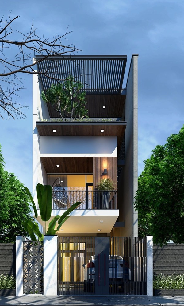 Mẫu cổng nhà phố đẹp hiện đại thiết kế 2 cánh tiện dụng