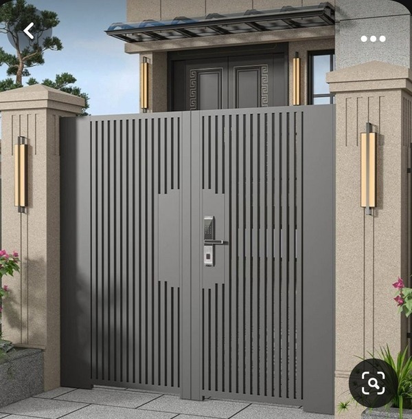 Mẫu 5: Mẫu cửa cổng sắt hộp 2 cánh đẹp, không hoa văn, kiểu dáng tối giản